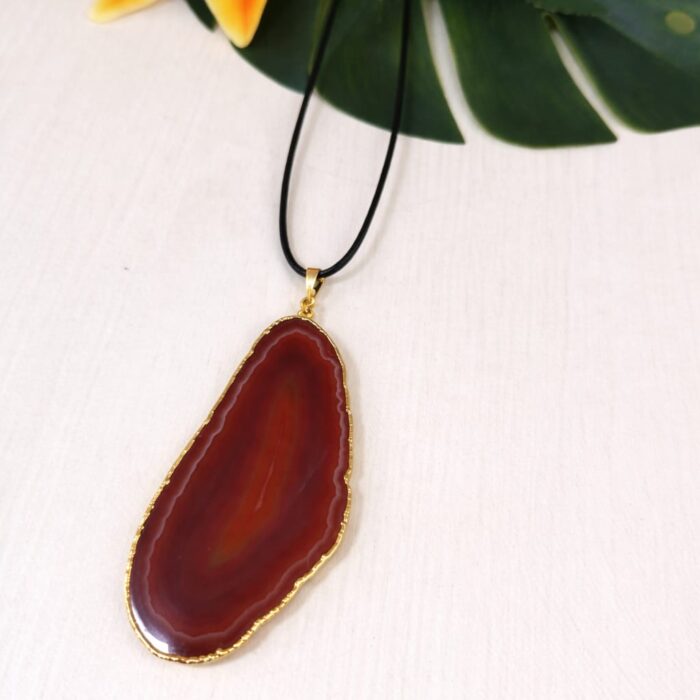 pingente chapa ágata marrom
