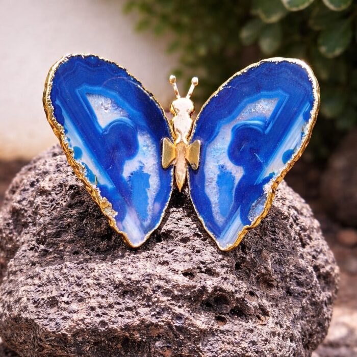 Borboleta Ágata Dourada - Azul (tingida) 1 #3
