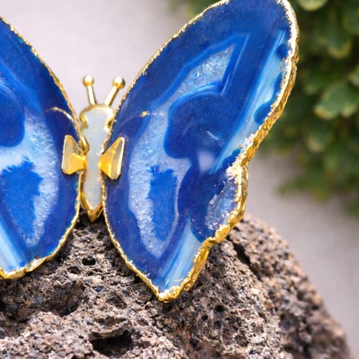 Borboleta Ágata Dourada - Azul (tingida) 2 #3