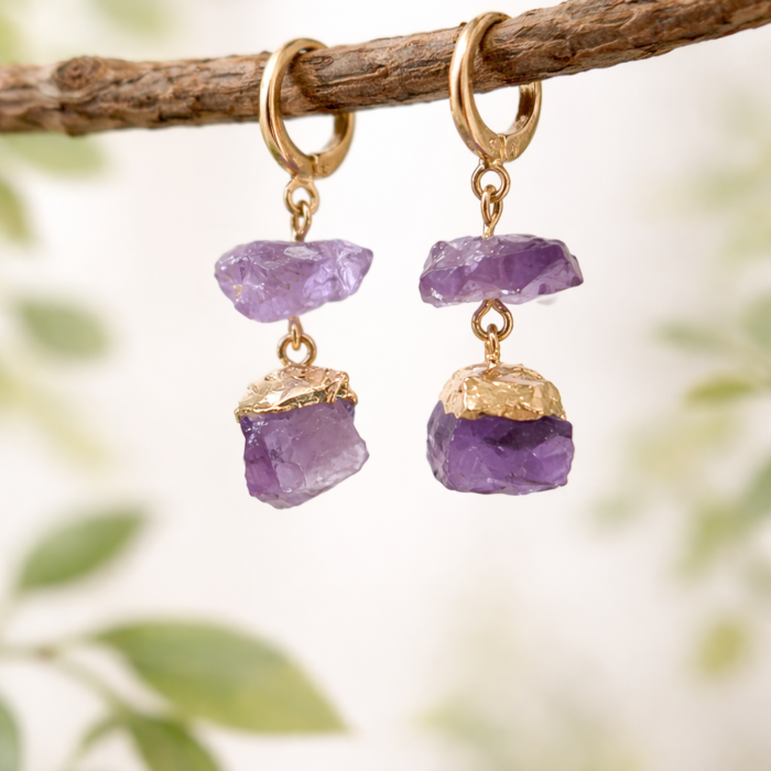 Brinco Ametista Duas Pedras #1