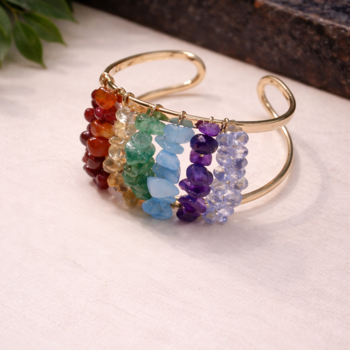 Bracelete Chakras com Cascalhos Naturais #1