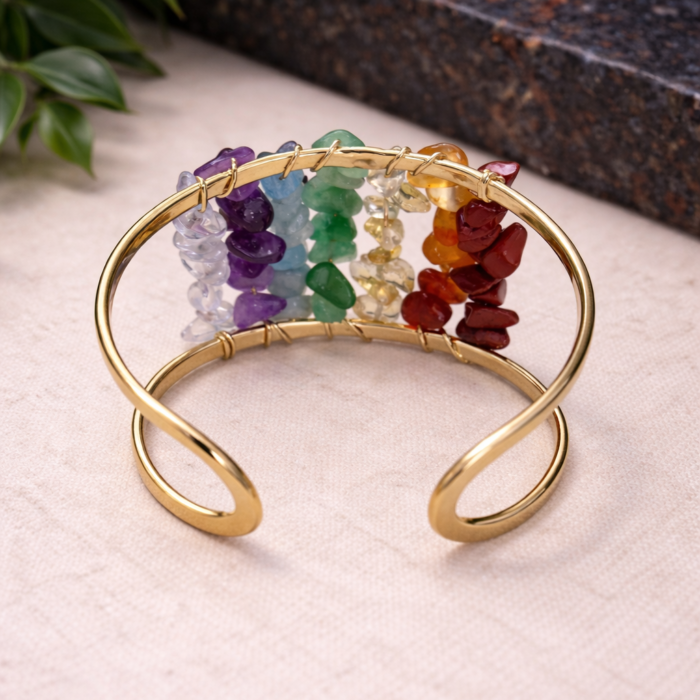 Bracelete Chakras com Cascalhos Naturais #2