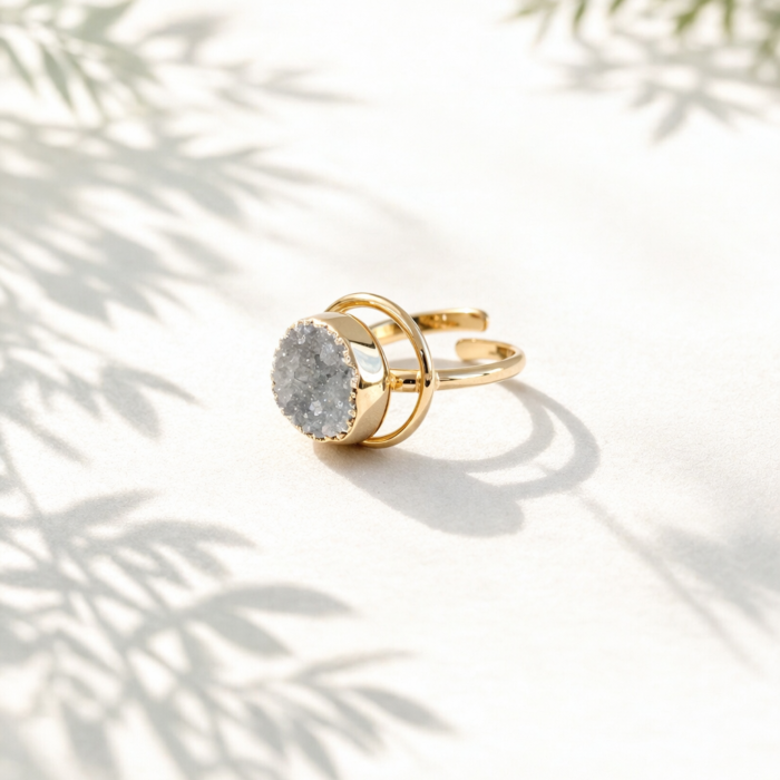 Anel Drusa de Ágata - Dourado #1