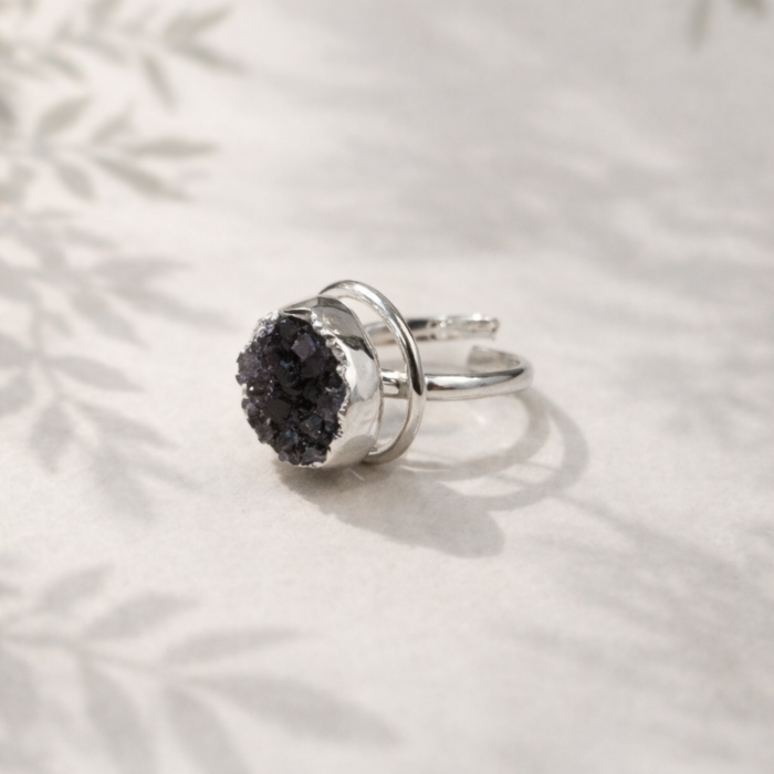 Anel Drusa de Ágata - Prateado #2