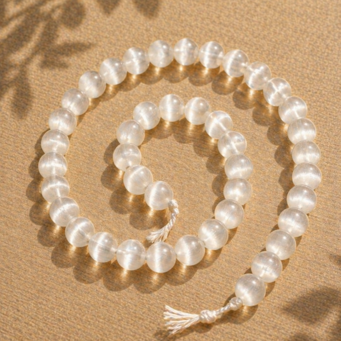 Fio de Esferas 8mm - Selenita