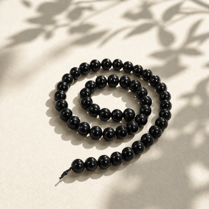Fio de Esferas 8mm - Obsidiana Negra