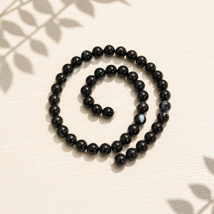 Fio de Esferas 8mm - Ágata Negra
