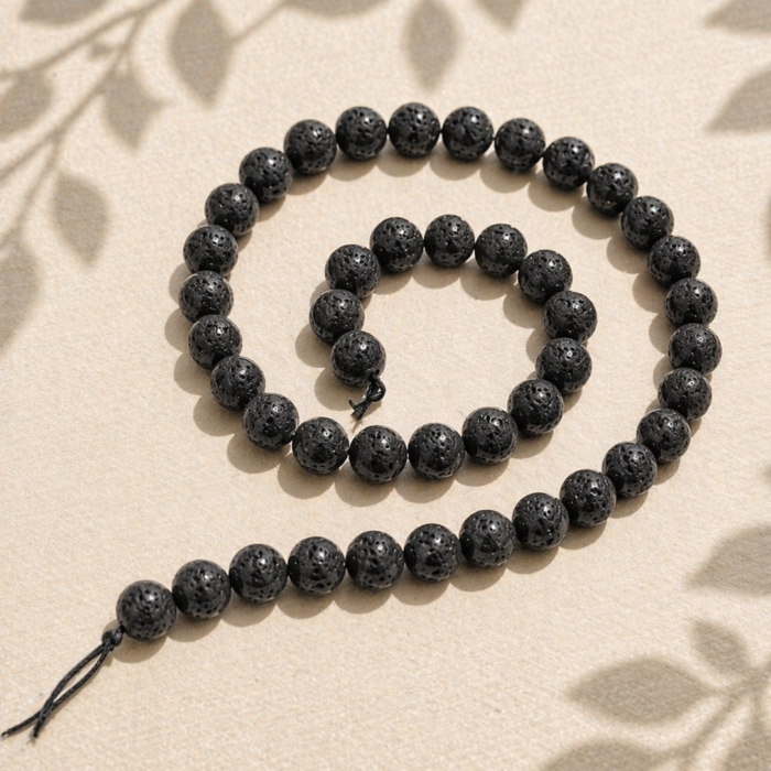Fio de Esferas 8mm - Pedra Vulcânica