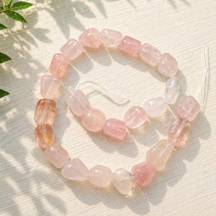 Fio de Pedras Furadas Tam. 1 - Quartzo Rosa