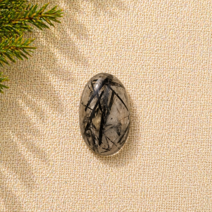 Cabochão Quartzo com Turmalina Negra - 47ct