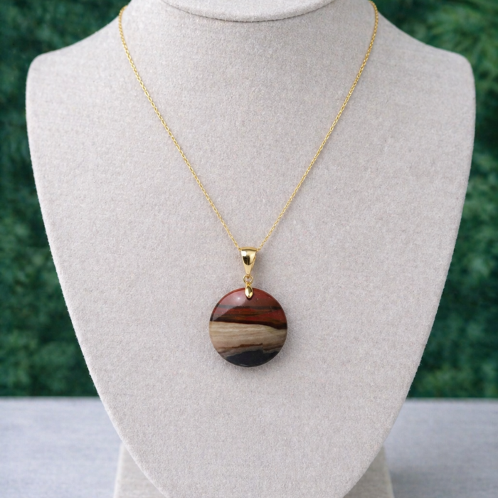 Pingente Jaspe Policromo – Dourado