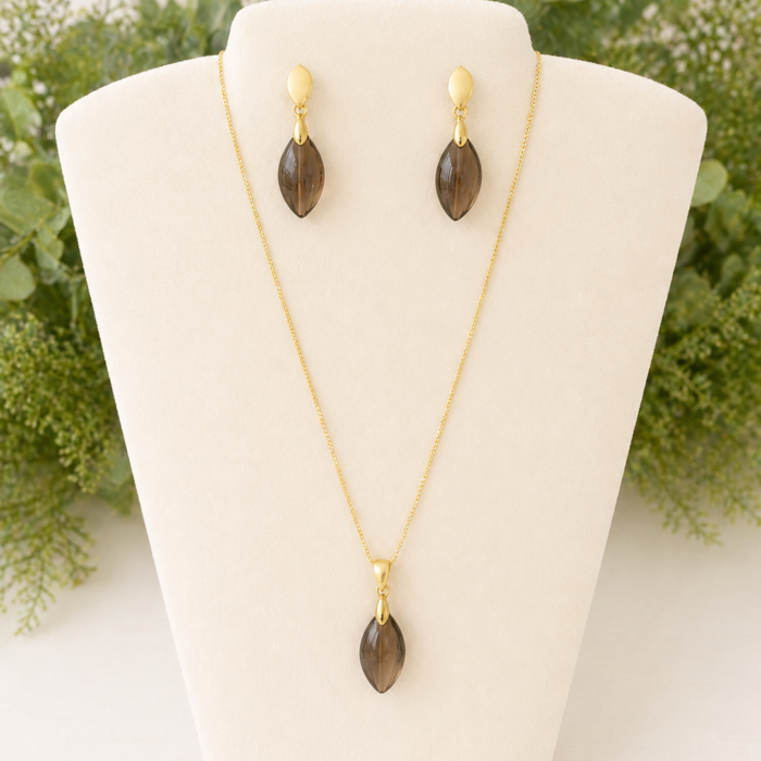 Conjunto Quartzo Fumê – Dourado