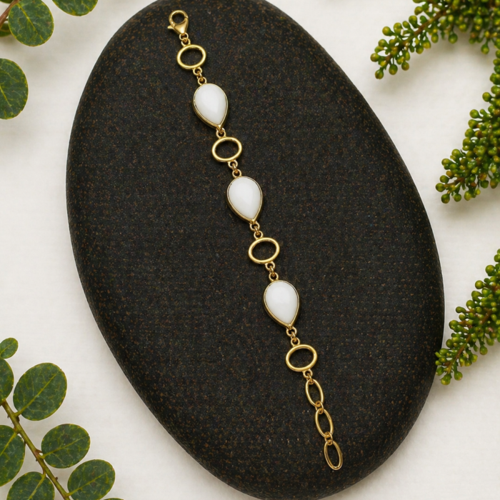 Pulseira Quartzo Branco – Dourado