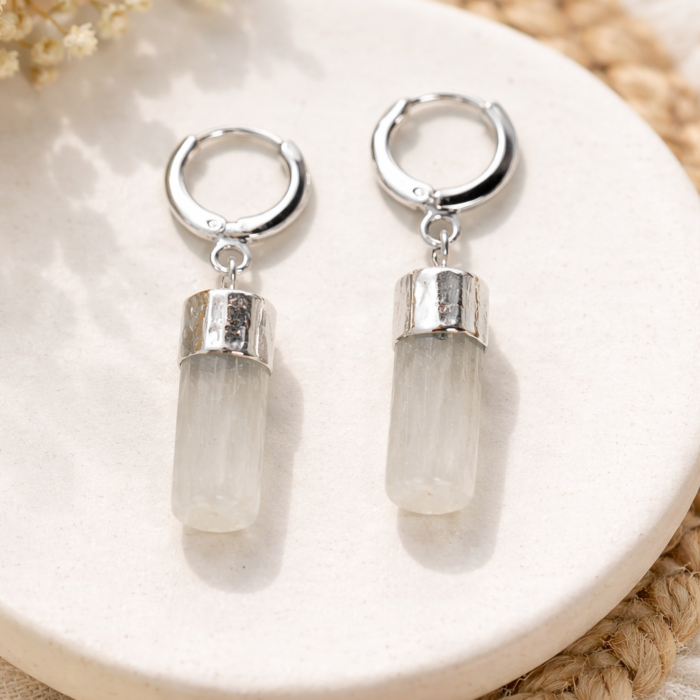 Brinco Argola Selenita - Prateado #1