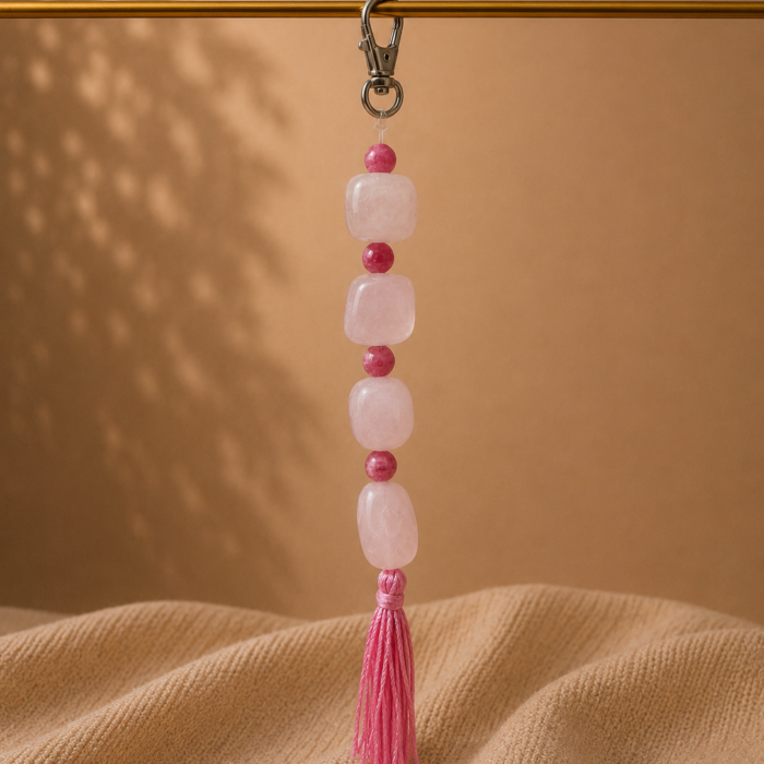 Chaveiro de Bolsa - Quartzo Rosa