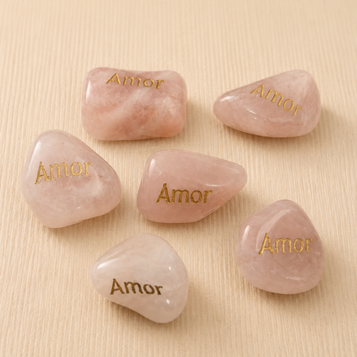 Pedra Gravada - Quartzo Rosa: Amor