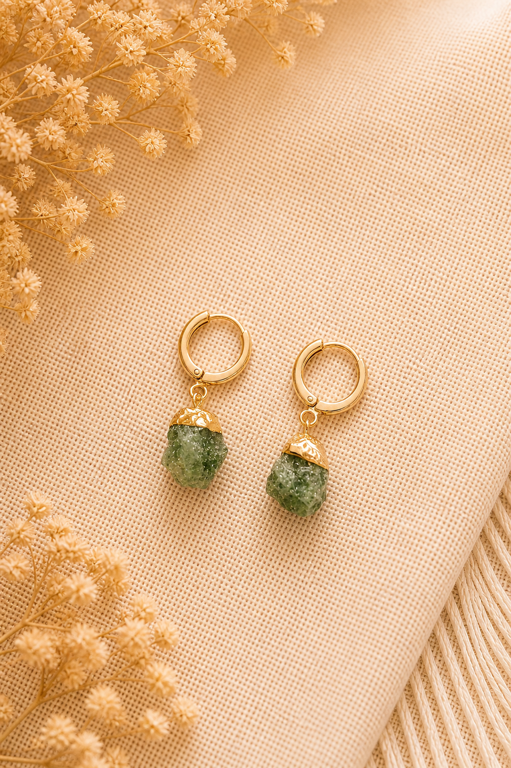 Brinco Argola Quartzo Verde – Dourado #15 Brinco Argola Quartzo Verde – Dourado #15