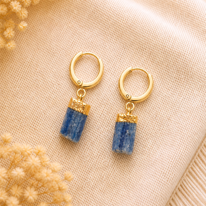 Brinco Argola Cianita Azul – Dourado #21