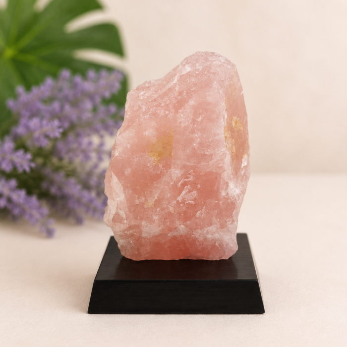 Quartzo Rosa na Base de Madeira - 354gr 1