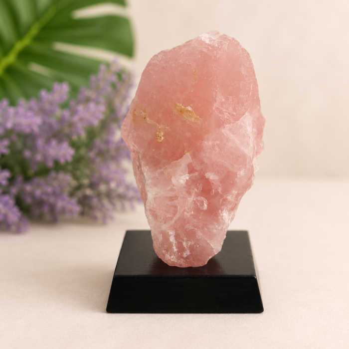 Quartzo Rosa na Base de Madeira - 354gr 2