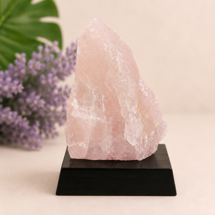 Quartzo Rosa na Base de Madeira - 252gr 1