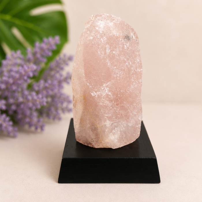 Quartzo Rosa na Base de Madeira - 252gr 2