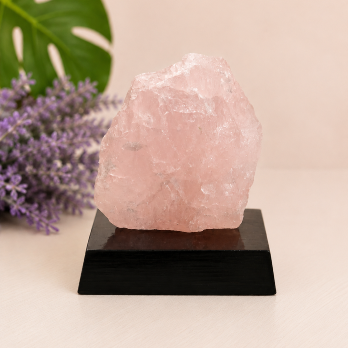 Quartzo Rosa na Base de Madeira - 194gr 1